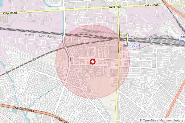 Map showing approximate area covered by Pincode 208006 — Govind Nagar West So, Kanpur Nagar