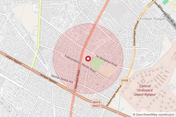 Map showing approximate area covered by Pincode 208011 — Anand Nagar So Kanpur Nagar, Kanpur Nagar