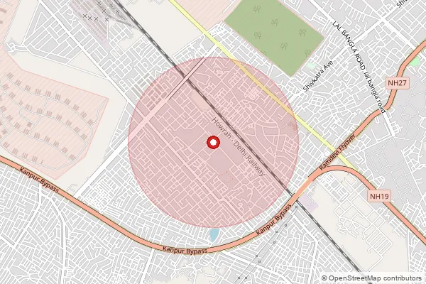Map showing approximate area covered by Pincode 208015 — New Pac Lines So, Kanpur Nagar