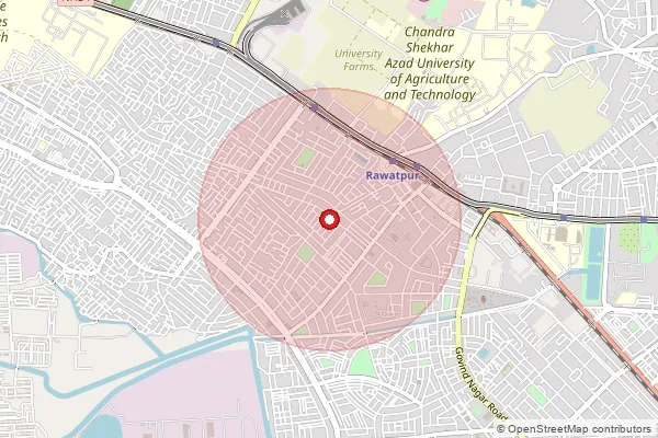 Map showing approximate area covered by Pincode 208019 — Rawatpur So, Kanpur Nagar