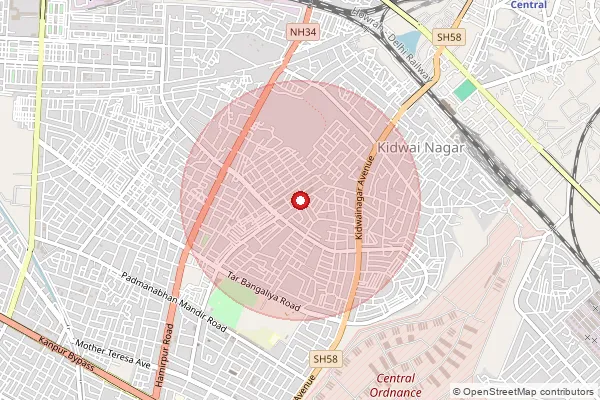 Map showing approximate area covered by Pincode 208023 — T P Nagar So, Kanpur Nagar