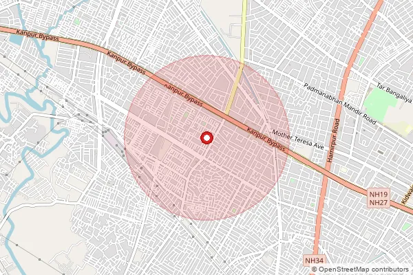 Map showing approximate area covered by Pincode 208027 — Barra So, Kanpur Nagar