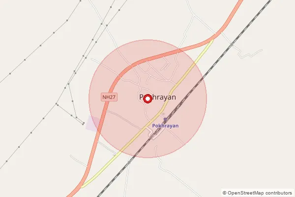 Map showing approximate area covered by Pincode 209111 — Bhognipur Bo, Kanpur Dehat