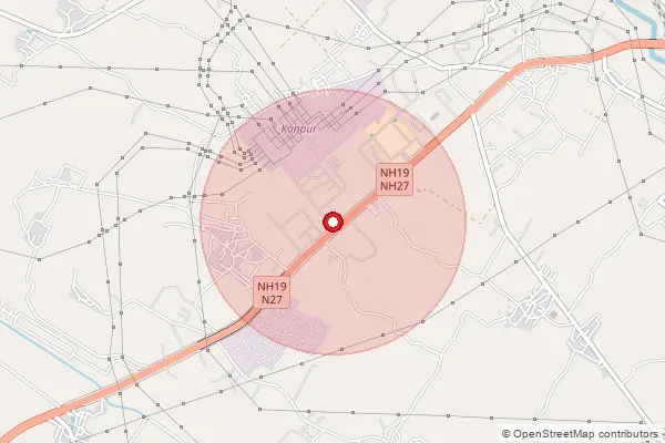Map showing approximate area covered by Pincode 209305 — Bhimsen Bo, Kanpur Nagar