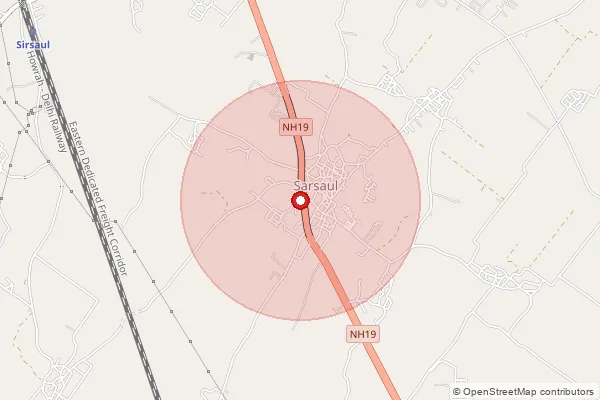 Map showing approximate area covered by Pincode 209402 — Bhadrsa Bo, Kanpur Nagar