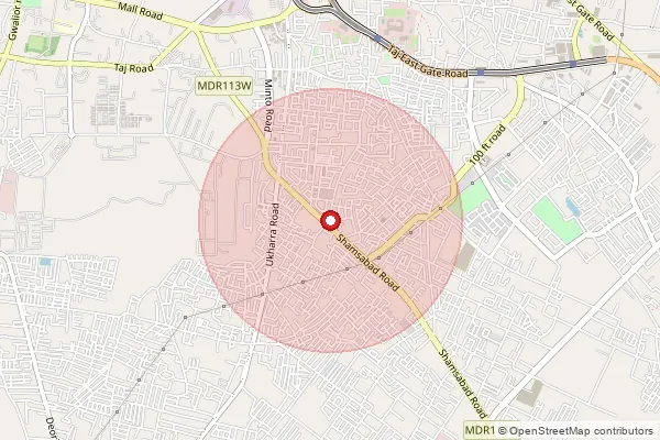 Map showing approximate area covered by Pincode 209503 — Kisrauli Bo, Farrukhabad