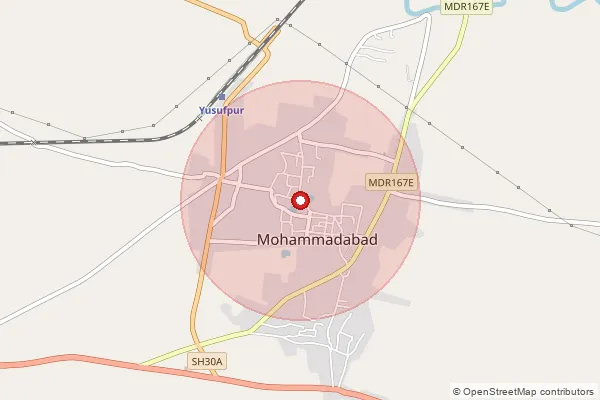 Map showing approximate area covered by Pincode 209651 — Maudha Bo, Farrukhabad