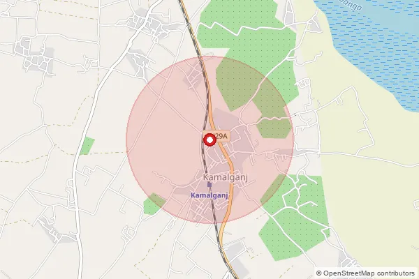 Map showing approximate area covered by Pincode 209724 — Kadhar Bo, Farrukhabad