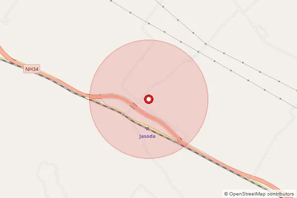Map showing approximate area covered by Pincode 209733 — Fatehpur Bo, Kannauj