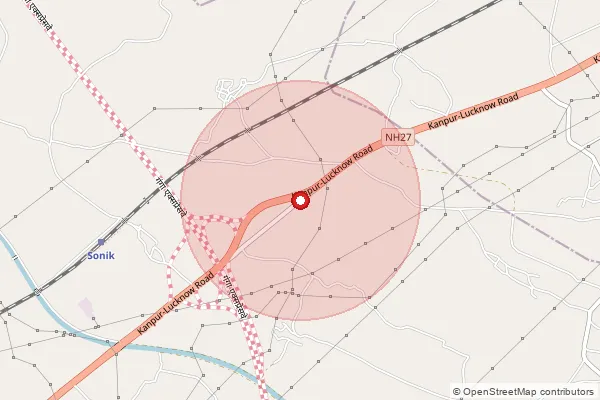 Map showing approximate area covered by Pincode 209831 — Chandpur Jhalaei Bo, Unnao
