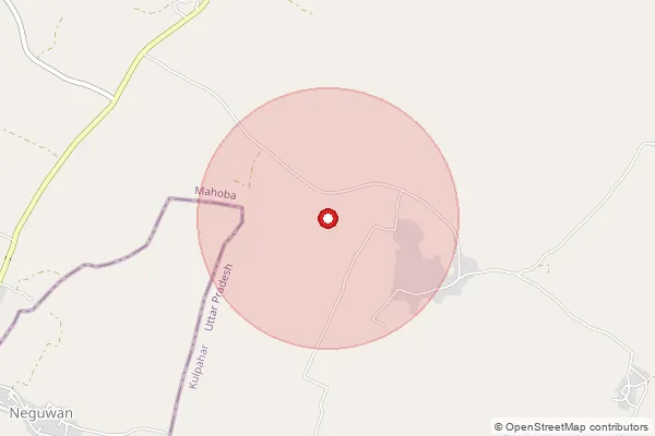 Map showing approximate area covered by Pincode 210423 — Beri, Mahoba