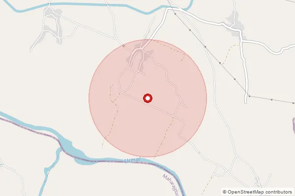 Map showing approximate area covered by Pincode 210433 — Bhandra Bo, Mahoba