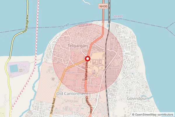 Map showing approximate area covered by Pincode 211004 — M L N Enggcoll, Prayagraj