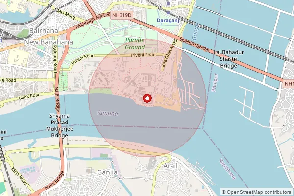 Map showing approximate area covered by Pincode 211005 — Prayagraj Fort S.O, Prayagraj