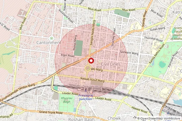 Map showing approximate area covered by Pincode 211007 — Agriculture Institute So, Prayagraj