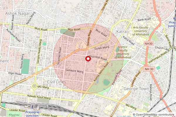 Map showing approximate area covered by Pincode 211018 — Public Service Commission So, Prayagraj