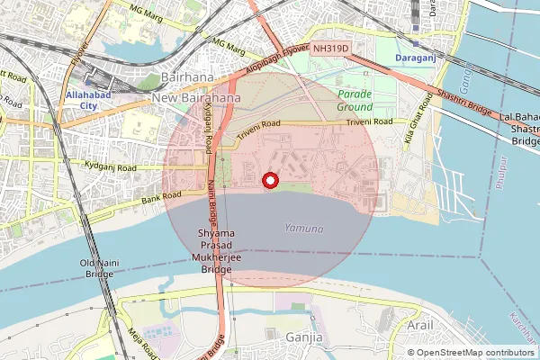 Map showing approximate area covered by Pincode 211020 — Jhunsi South Po Kumbh Mela, Prayagraj