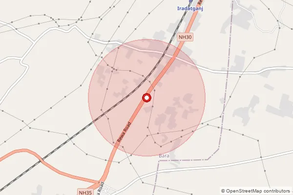 Map showing approximate area covered by Pincode 212111 — Balapur Bo, Prayagraj