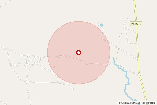 Map showing approximate area covered by Pincode 212203 — Beruwa Bo, Kaushambi