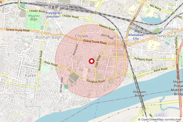 Map showing approximate area covered by Pincode 212301 — Pathra Bo, Prayagraj