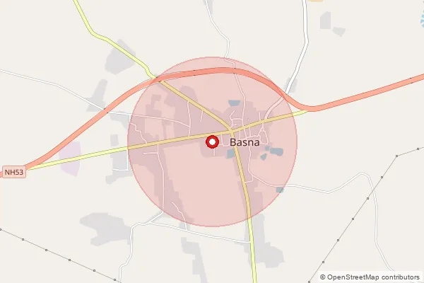 Map showing approximate area covered by Pincode 212405 — Bhogwara Bo, Prayagraj