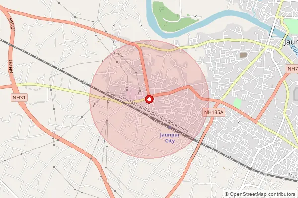Map showing approximate area covered by Pincode 222002 — Dharmapur Bo, Jaunpur