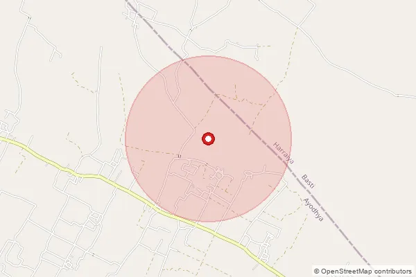 Map showing approximate area covered by Pincode 222137 — Damodara Bo, Jaunpur