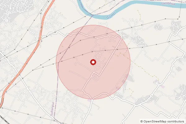 Map showing approximate area covered by Pincode 222143 — Karaura Bo, Jaunpur