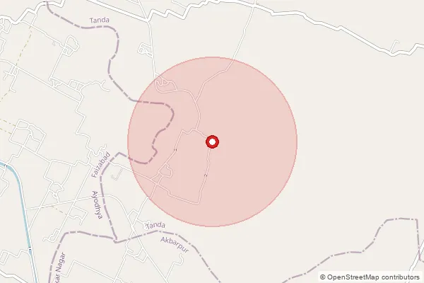 Map showing approximate area covered by Pincode 222180 — Zamaitha Bo, Jaunpur