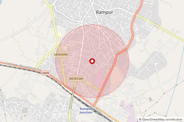 Map showing approximate area covered by Pincode 222303 — Kothara Khurd Bo, Sultanpur