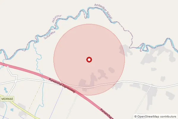 Map showing approximate area covered by Pincode 223102 — Pataila Bo, Jaunpur
