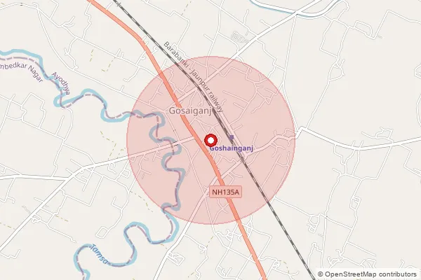 Map showing approximate area covered by Pincode 224141 — Asgawan Bo, Ambedkar Nagar