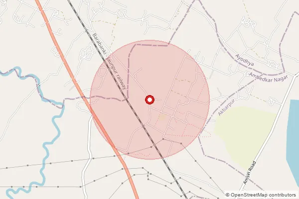 Map showing approximate area covered by Pincode 224157 — Ahirauli Bo, Ambedkar Nagar