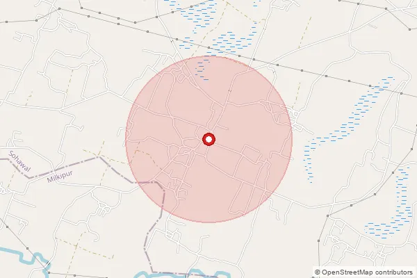 Map showing approximate area covered by Pincode 224189 — Ismail Nagar Singra Bo, Ayodhya