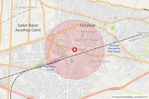 Map showing approximate area covered by Pincode 224207 — Jalapur Bhaggoo Bo, Ayodhya