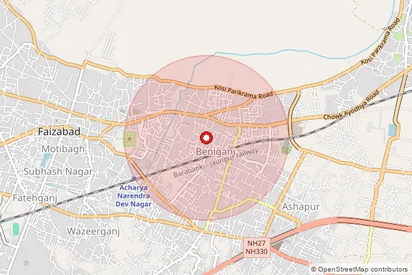Map showing approximate area covered by Pincode 224284 — Astikaan Bo, Ayodhya