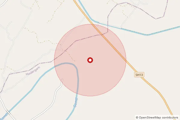 Map showing approximate area covered by Pincode 225120 — Bibipur Garh Bo, Barabanki