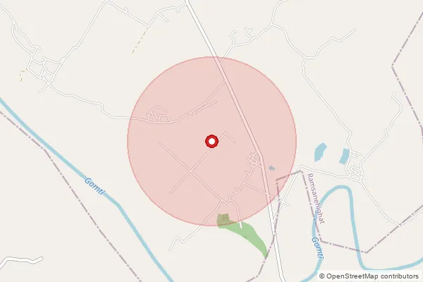 Map showing approximate area covered by Pincode 225125 — Gerawan Bo, Barabanki