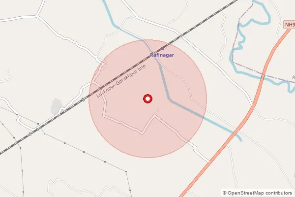 Map showing approximate area covered by Pincode 225204 — Bindaura Bo, Barabanki