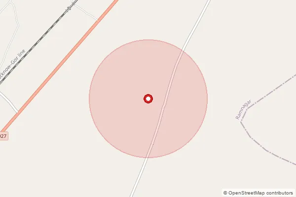 Map showing approximate area covered by Pincode 225205 — Amoli Kalan Bo, Barabanki