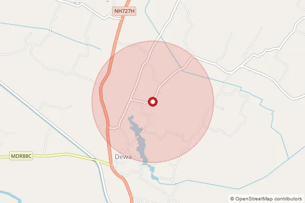 Map showing approximate area covered by Pincode 225301 — Baburi Gaon Bo, Barabanki