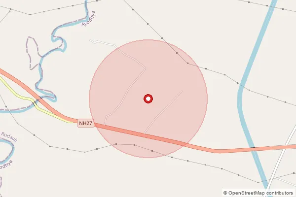 Map showing approximate area covered by Pincode 225401 — Puredalai Bo, Barabanki
