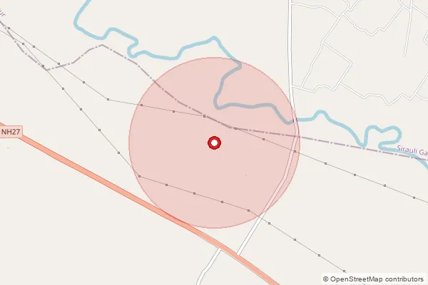 Map showing approximate area covered by Pincode 225405 — Jariyari Bo, Barabanki