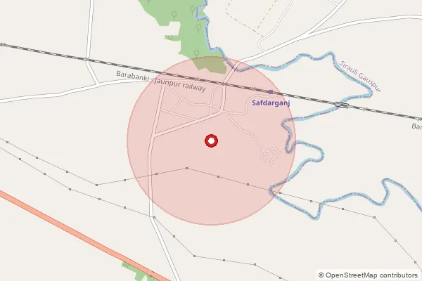 Map showing approximate area covered by Pincode 225412 — Lachhbar Bajaha Bo, Barabanki