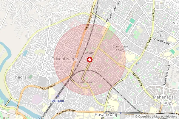 Map showing approximate area covered by Pincode 226020 — Triveni Nagar So, Lucknow
