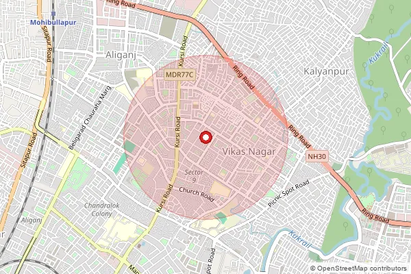 Map showing approximate area covered by Pincode 226022 — Kalyanpur So Lucknow, Lucknow