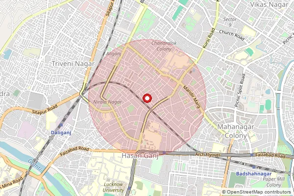 Map showing approximate area covered by Pincode 226024 — Aliganj So, Lucknow