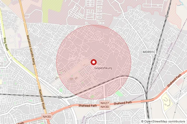 Map showing approximate area covered by Pincode 226029 — Vrindavan Colony So, Lucknow