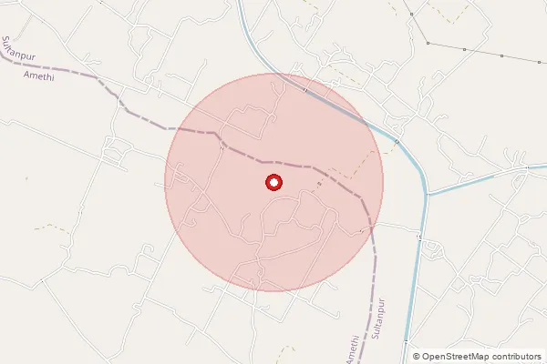 Map showing approximate area covered by Pincode 227304 — Kaithapur Bo, Sultanpur