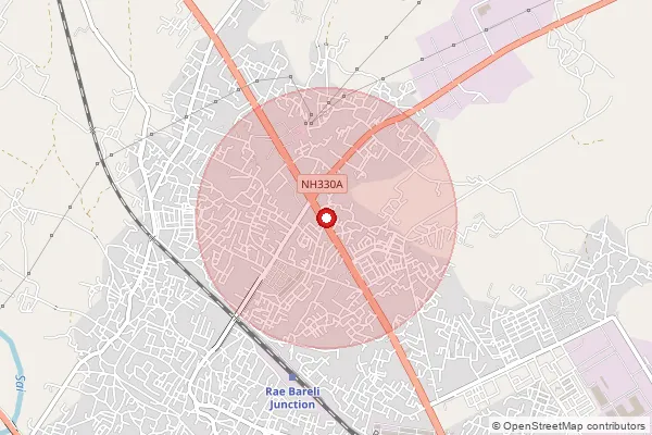 Map showing approximate area covered by Pincode 227406 — Bhawapur Bo, Amethi
